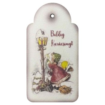   Nyomtatott fa tábla - Vintage karácsony - postaláda 9,4cm x 5cm