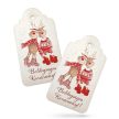 Nyomtatott fa tábla - Vintage karácsony - cuki rénszarvas pár 9cm x 5cm