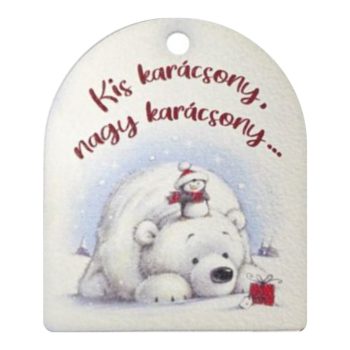   Nyomtatott fa tábla - Vintage karácsony - jegesmedvés 5,8cm x 4,8cm