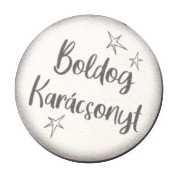 Nyomtatott fa tábla - Boldog Karácsonyt 5cm fehér-szürke