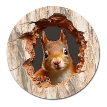   Nyomtatott fa tábla koszorú közép - Kíváncsi mókus 11,8cm