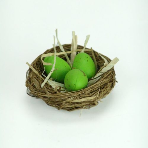 Húsvéti madárfészek tojásokkal zöld 7cm x 3cm