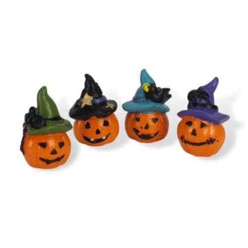 Halloween tök figurák kalapban 4 darabos csomag