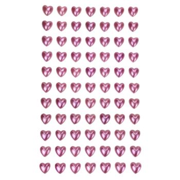   Öntapadó szív alakú rózsaszín félgyöngy 1 cm 77 db/levél