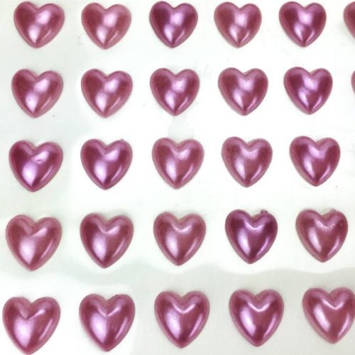 Öntapadó szív alakú rózsaszín félgyöngy 1 cm 77 db/levél