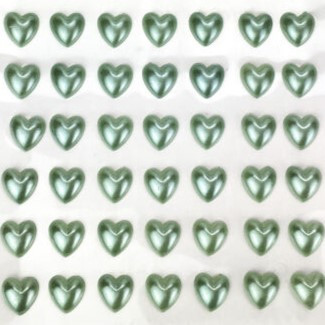 Öntapadó szív alakú zöld félgyöngy 1 cm 77 db/levél