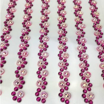   Öntapadós strassz füzér 0,8cm x 26cm 6 db/levél ciklámen