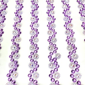Öntapadós strassz füzér 0,8cm x 26cm 6 db/levél lila