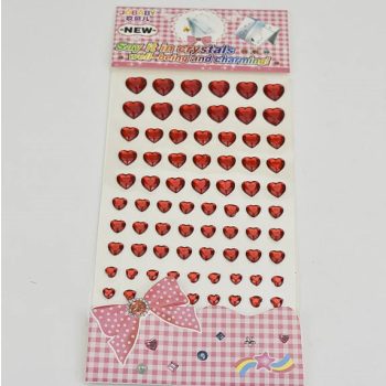   Öntapadó strassz piros szív mix 0,5cm - 1,1 cm 84 db/levél