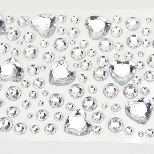 Öntapadó szív alakú ezüst színű strassz