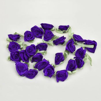 Szatén rózsafej 2cm sötétlila 25db/csomag