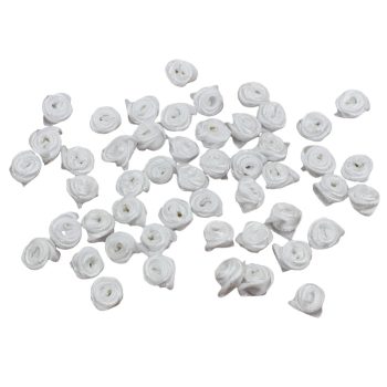 Esküvői szatén rózsafejek fehér 1cm 20db/csomag