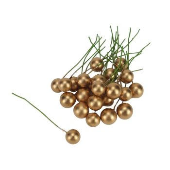 Drótos bogyó arany 1cm 12db/csomag