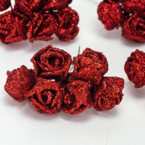Rózsa csokor csillámos piros