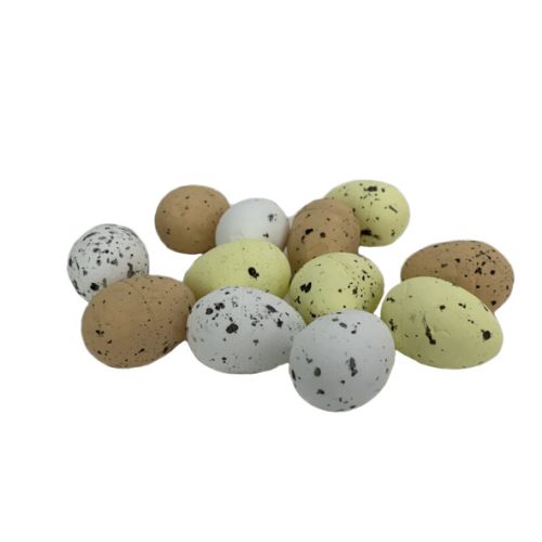 Festett polisztirol tojások - természetes színek 3cm x 4cm 12db/cs.