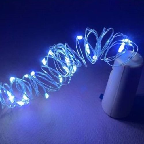 LED füzér dugóval 2méter hideg fehér elemes