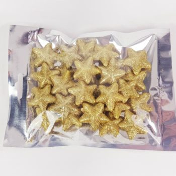 Polisztirol csillag 3,5cm csillámos arany 16db/csomag