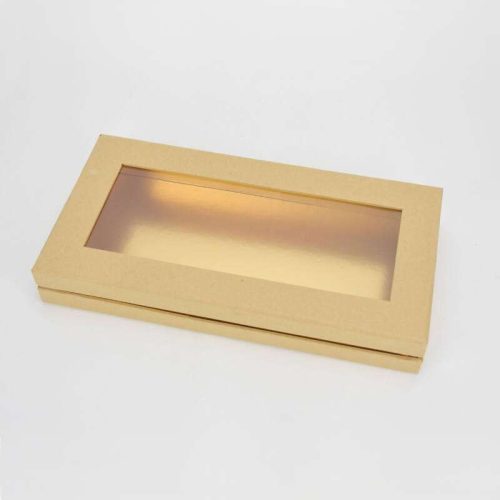 Lapos tégla papír doboz arany belsővel, natúr
