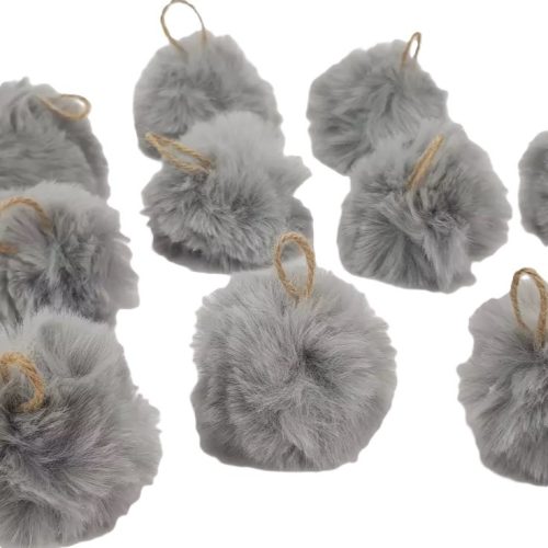 Pihe-puha szőrgombóc 6cm szürke 10db/csomag