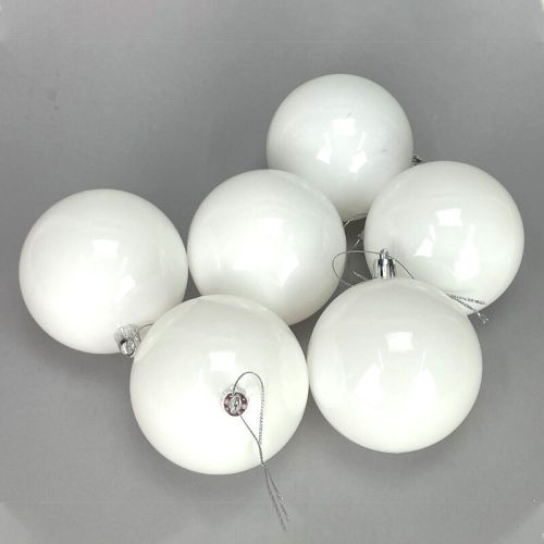 Fehér műanyag díszíthető gömb 8cm | 6 darabos csomag