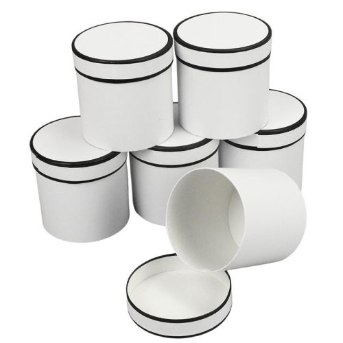 Papírdoboz henger fehér fekete csíkkal 11*11cm 6db/csomag