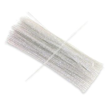 Csillámos zsenília drót - fehér 100db/cs
