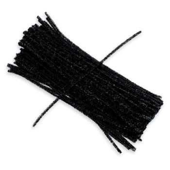 Csillámos zsenília drót - fekete 100db/cs