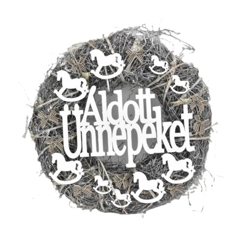 Ajtókopogtató "Áldott Ünnepeket" szürke 30cm