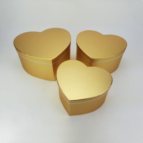 Szív alakú doboz szett metál arany