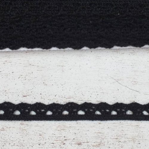 Pamut csipke fekete színű 1 cm x 20m