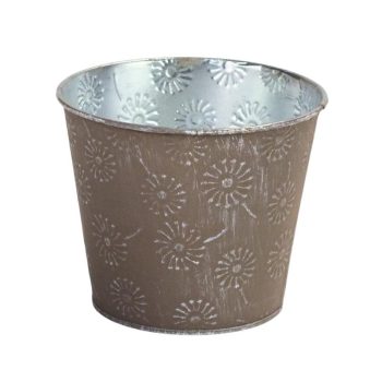 Bádog kaspó nyomott mintás - homok 13x11cm