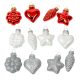 Üveg forma akasztós  piros-fehér 4cm 12db-os