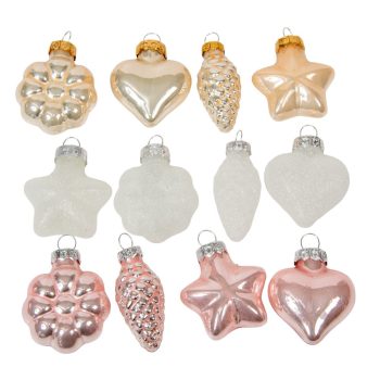   Üveg forma akasztós  rózsaszín-krém-fehér mix  4cm 12db-os