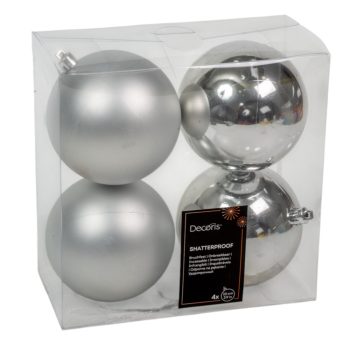 Műanyag gömb ezüst 10cm 4db-os