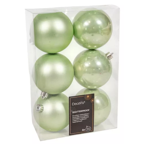 Műanyag gömb jeges menta 8cm 6db-os