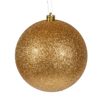 Műanyag gömb glitteres világos arany 14cm