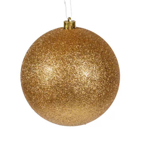 Műanyag gömb glitteres világos arany 14cm