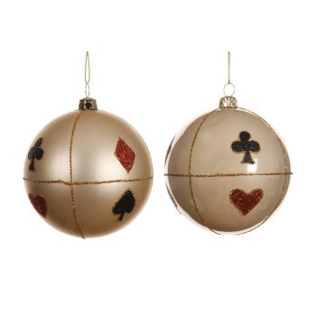 Kártya szimbólum mintás műanyag gömb gyöngy 8cm