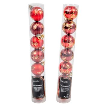 Arany mintás műanyag gömb bordó 4cm 7db-os