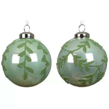 Fenyő mintás gömb jeges menta 8cm