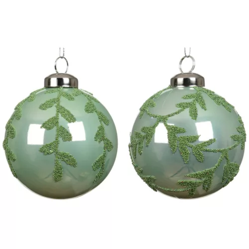 Fenyő mintás gömb jeges menta 8cm