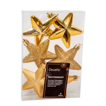 Csillag műa. világos arany 7,5cm  6db-os