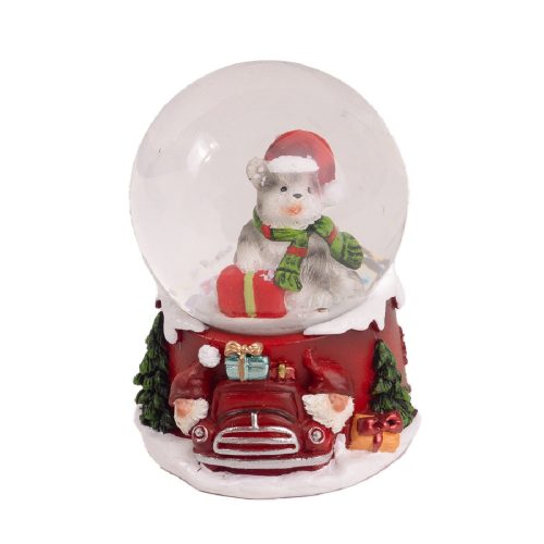 Rázógömb mikulás sapis egér poly M7cm