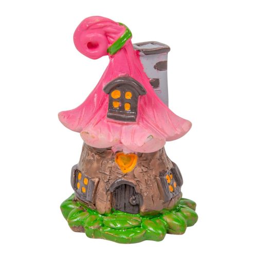 Házikó virág tetővel poly rózsaszín M6cm