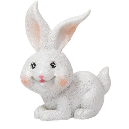 Nyúl vigyori fehér poly M8cm