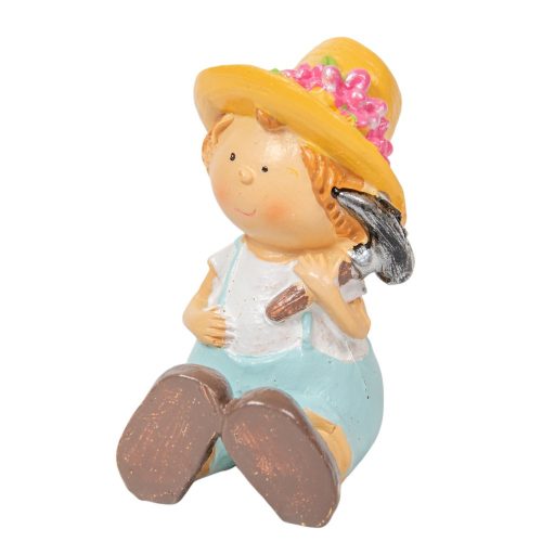 Fiú ülő ásóval poly M8cm