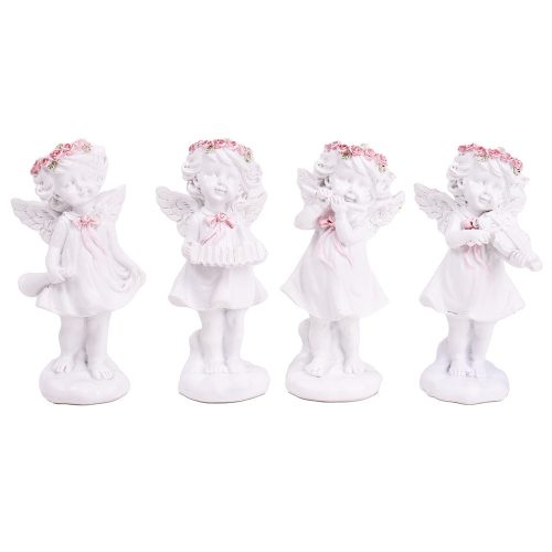 Angyal rózsa koszorúval álló poly M8,4cm