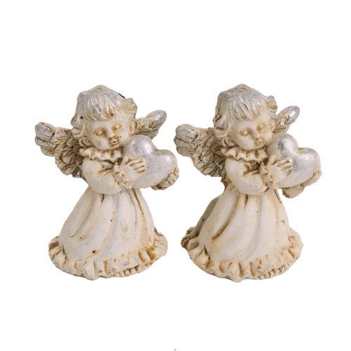 Angyal szívvel poly antik 4,7cm 2db-os