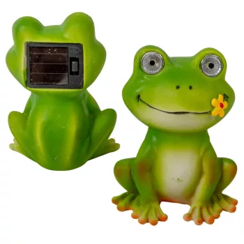 Solár béka polyresin zöld 13cm