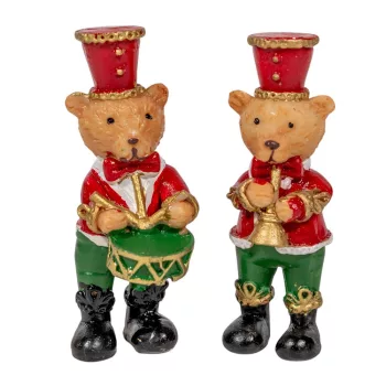 Diótörő maci poly piros-zöld M7cm 2db-os